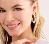 Honora Sterling Silver Cultured Potato Pearl 1.5" Hoop Earrings